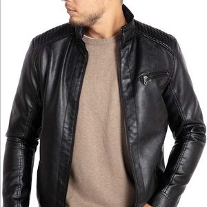 Men's Stand Collar Leather Jacket